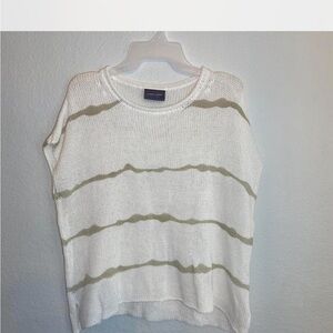 Wooden Ships Cream and Tan Striped Sweater